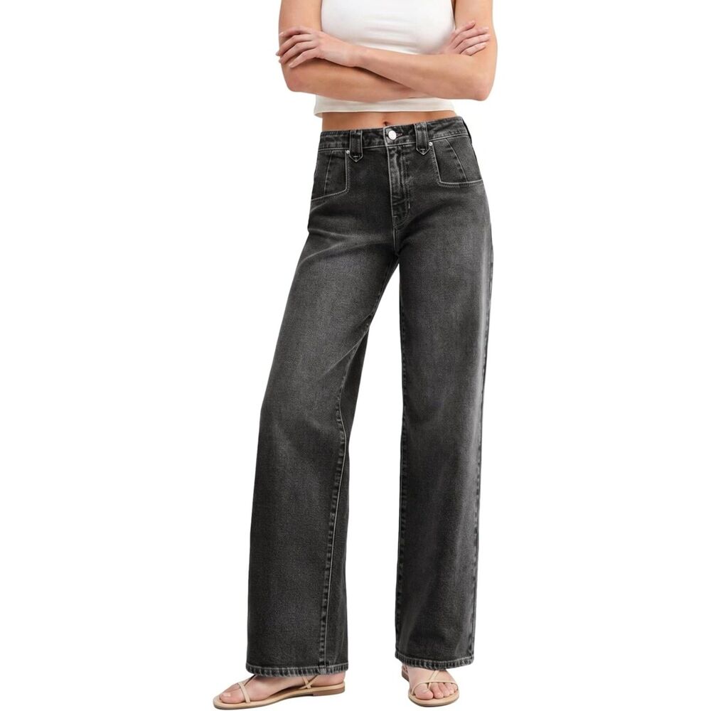 Brand New Emmiol Y2K Washed Black Straight Leg Baggy Denim Jeans